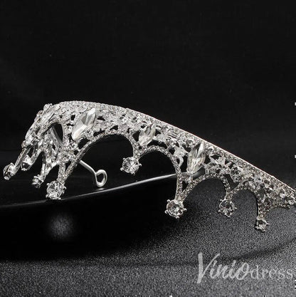 Retro Classic Crystal Wedding Tiara Viniodress AC1087-Headpieces 2025 -Viniodress-Silver-