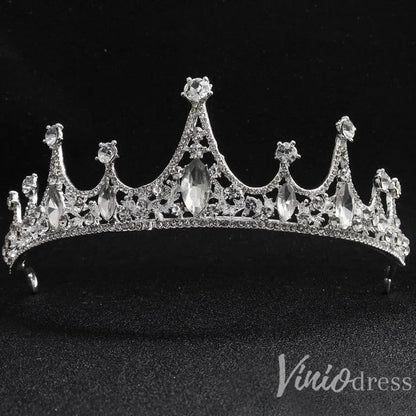 Retro Classic Crystal Wedding Tiara Viniodress AC1087-Headpieces 2025 -Viniodress-Silver-
