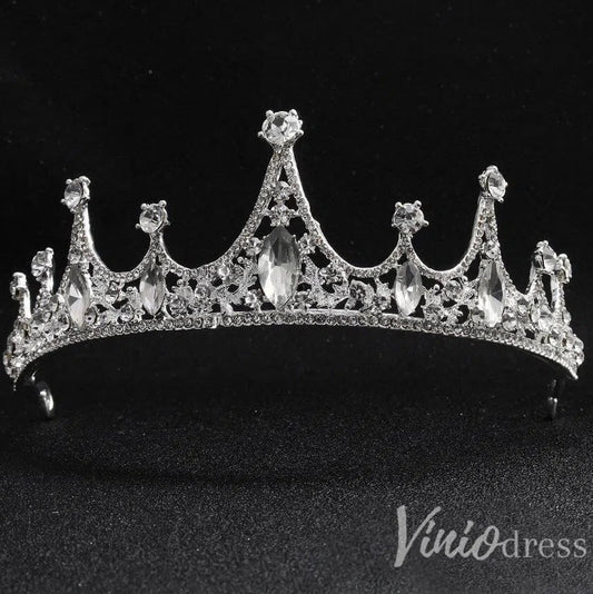 Retro Classic Crystal Wedding Tiara Viniodress AC1087-Headpieces 2025 -Viniodress-Silver-