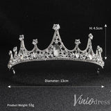 Retro Classic Crystal Wedding Tiara Viniodress AC1087-Headpieces-Viniodress-Silver-Viniodress