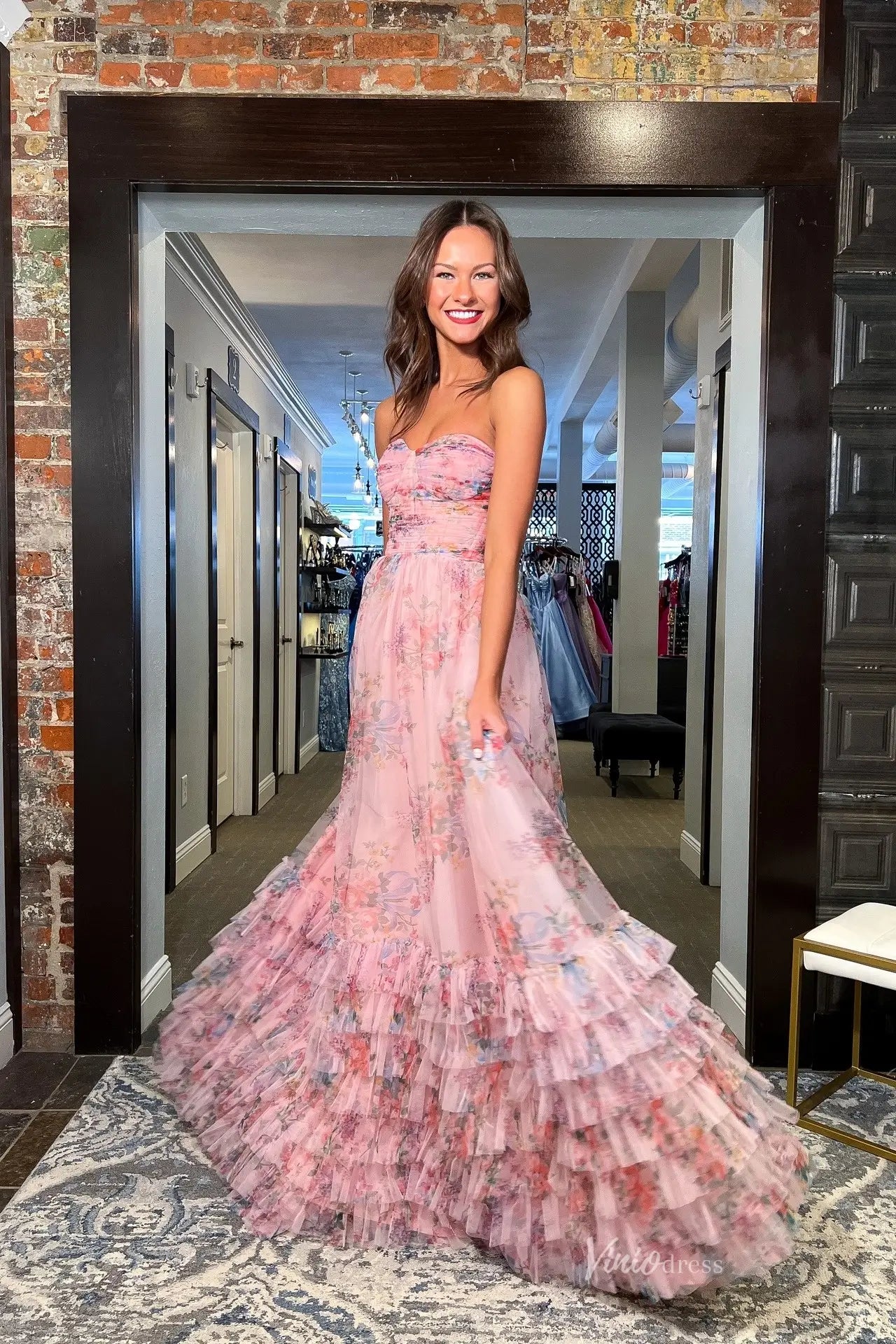 RF006-prom dresses 2026-Viniodress-Pink-Custom Size-