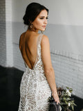 Romantic Bohemian Lace Rustic Wedidng Dresses with Train VW1440-wedding dresses-Viniodress-Viniodress