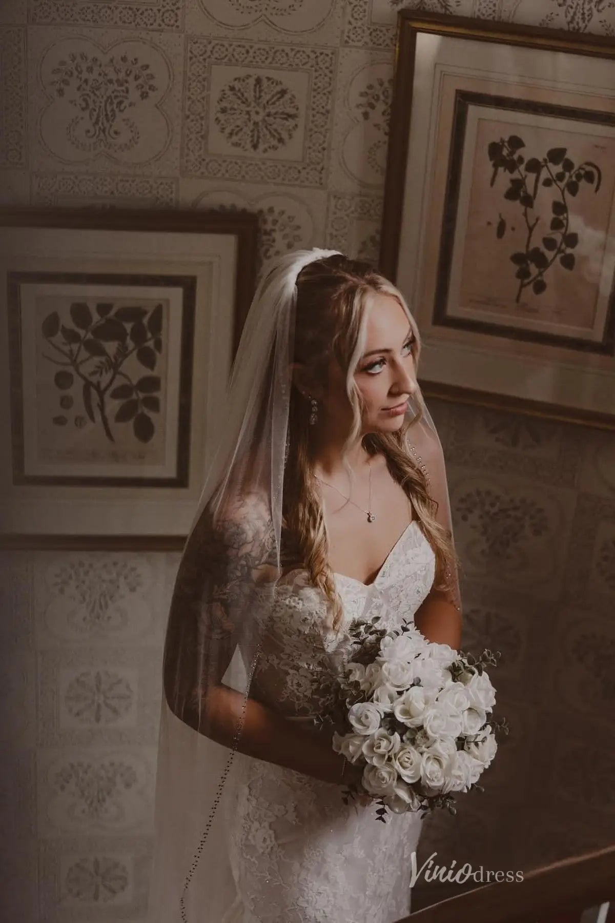 Romantic Ivory Lace Mermaid Wedding Dress with Sweetheart Neckline & Chapel Train – ML182-wedding dresses 2026-Viniodress-Ivory-Custom Size-