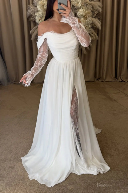 MS155 Premium Chiffon-wedding dresses 2026-Viniodress-Ivory-Custom Size-