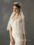 Romantic Juliet Cap Veils with Floral Appliqué AC1005-Veils-Viniodress-Viniodress