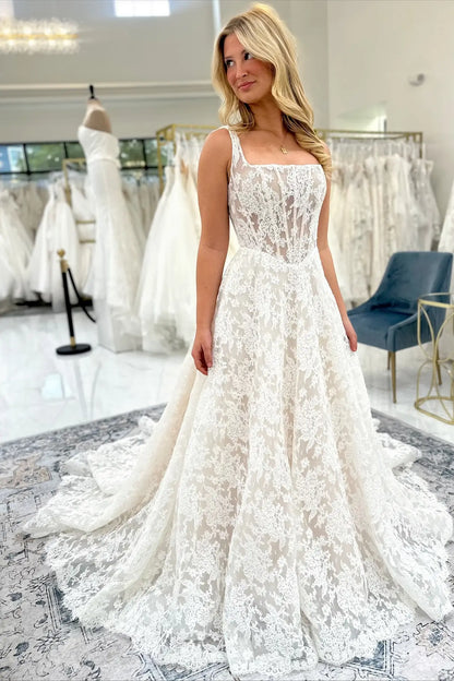 LC114 Ivory Lace Wedding Dress with Nude Underlay-wedding dresses 2026-Viniodress-Nude-Custom Size-