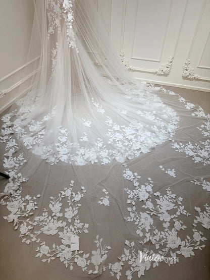 Romantic Lace Appliqued Mermaid Wedding Dress with Deep V Neck, Spaghetti Strap & Chapel Train – ML115-wedding dresses 2025 -Viniodress-Nude-Dress Only-US 0