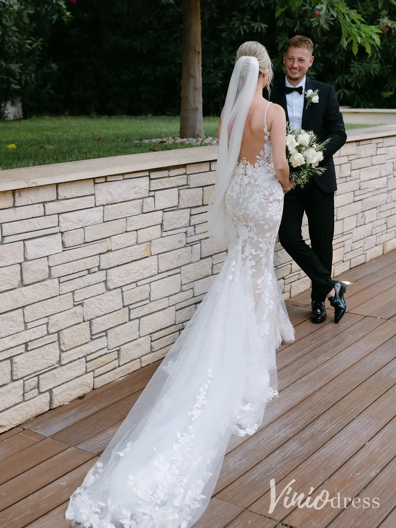 Romantic Mermaid Wedding Dress with Sweetheart Neckline, Spaghetti Straps, and Open Back – ML123-wedding dresses 2025 -Viniodress-Nude-Dress Only-Custom Size