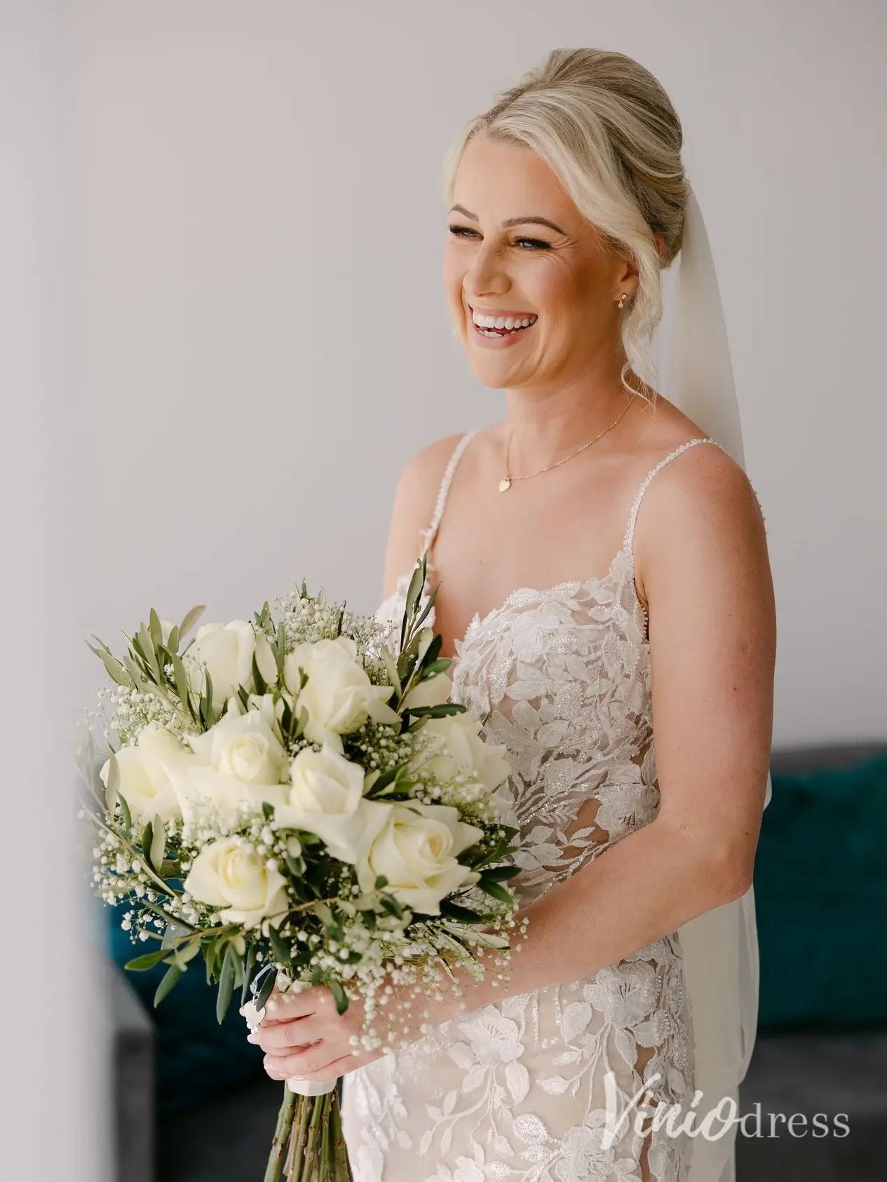 Romantic Mermaid Wedding Dress with Sweetheart Neckline, Spaghetti Straps, and Open Back – ML123-wedding dresses 2025 -Viniodress-Nude-Dress Only-Custom Size