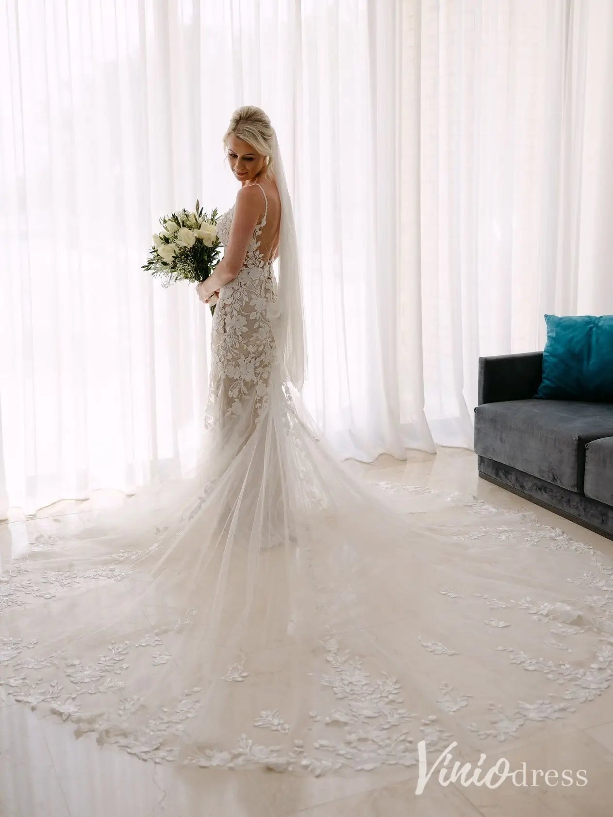 Romantic Mermaid Wedding Dress with Sweetheart Neckline, Spaghetti Straps, and Open Back – ML123-wedding dresses 2025 -Viniodress-Nude-Dress Only-Custom Size