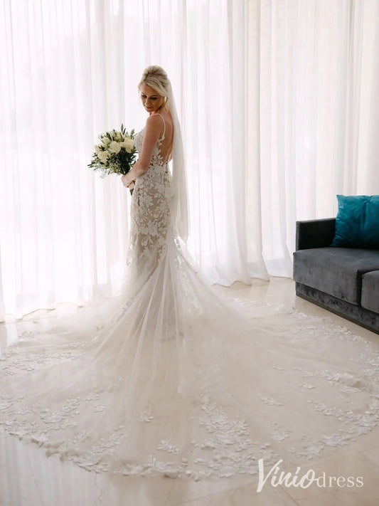 Romantic Mermaid Wedding Dress with Sweetheart Neckline, Spaghetti Straps, and Open Back – ML123-wedding dresses 2025 -Viniodress-Nude-Dress Only-Custom Size