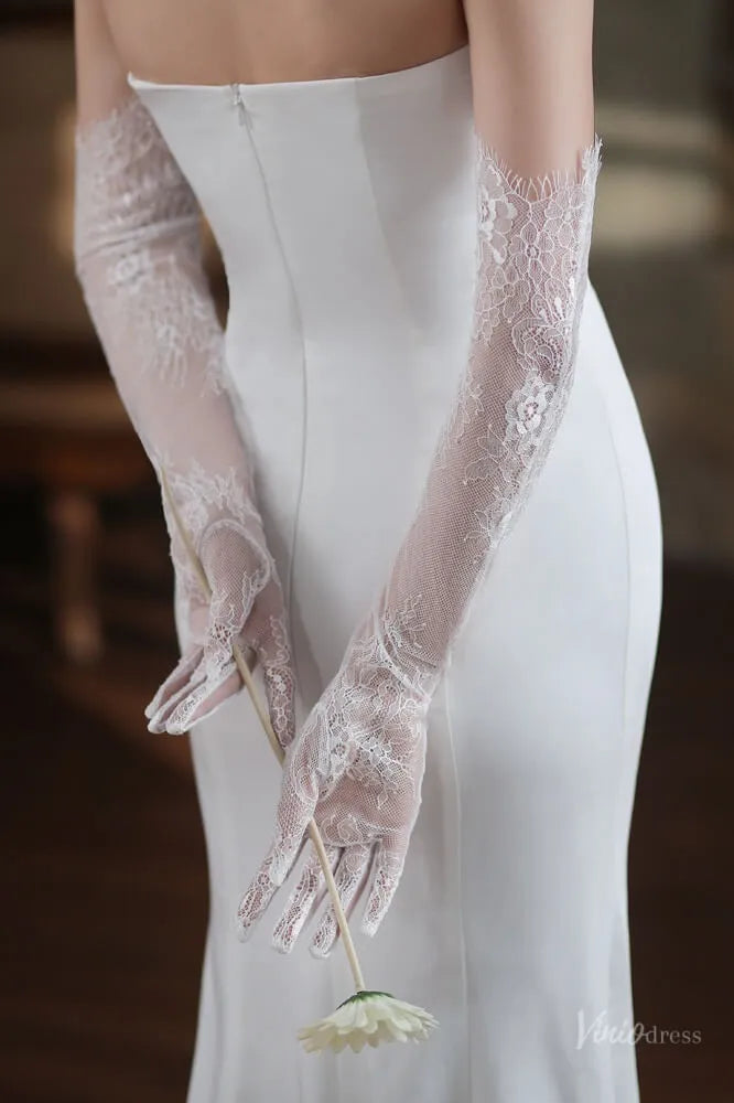 Romantic White Lace Bridal Gloves – Long Sheer Opera Wedding Gloves for Bride WG054-Bridal Gloves 2026-Viniodress-Ivory-