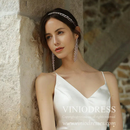 Rose Gold Crystal Drop Earrings Viniodress AC1028-Bridal Jewelry 2025 -Viniodress-Rose Gold-
