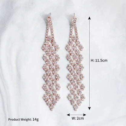 Rose Gold Crystal Drop Earrings Viniodress AC1028-Bridal Jewelry 2025 -Viniodress-Rose Gold-