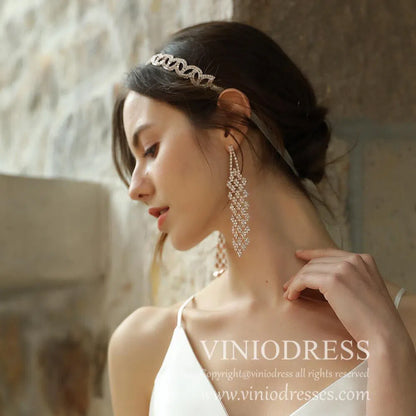 Rose Gold Crystal Drop Earrings Viniodress AC1028-Bridal Jewelry 2025 -Viniodress-Rose Gold-