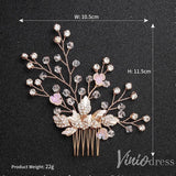 Rose Gold Crystal Sprig Bridal Comb & Hairpins Viniodress ACC1154-Headpieces-Viniodress-Viniodress