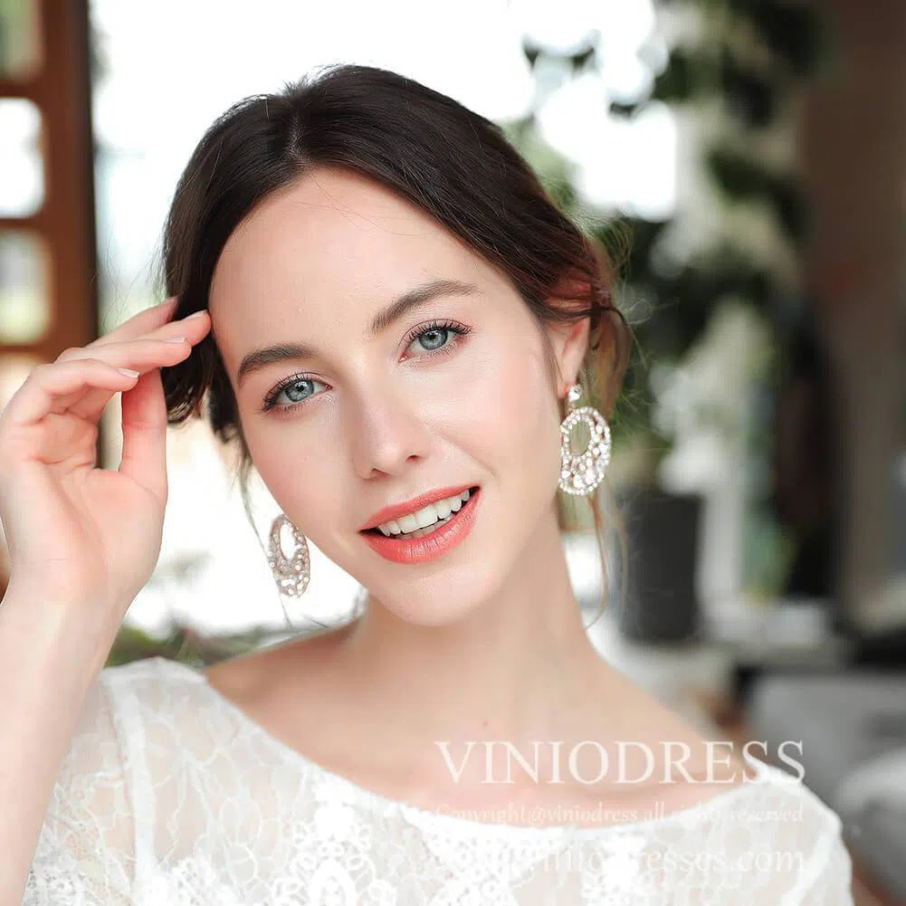 Rose Gold Hoop Earrings for Brides Viniodress AC1027-Bridal Jewelry 2025 -Viniodress-Rose Gold-