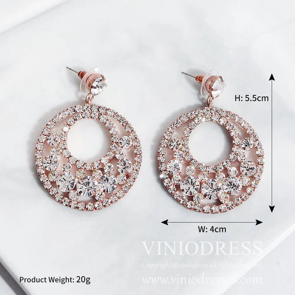 Rose Gold Hoop Earrings for Brides Viniodress AC1027-Bridal Jewelry 2025 -Viniodress-Rose Gold-