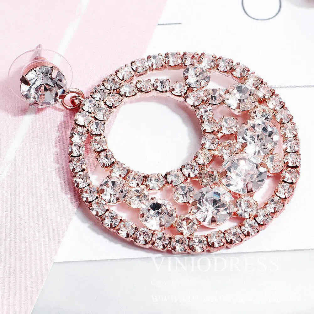 Rose Gold Hoop Earrings for Brides Viniodress AC1027-Bridal Jewelry 2025 -Viniodress-Rose Gold-