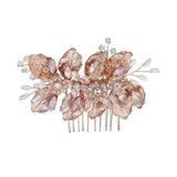 Rose Gold Metal Leaf Hair Comb with Pearls and Crystals AC1052-Headpieces-Viniodress-Rose Gold-Viniodress