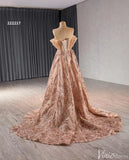 Rose Gold Overskirt Prom Dresses Strapless Sequin Lace Pageant Gowns 222217-Prom Dresses-Viniodress-Viniodress