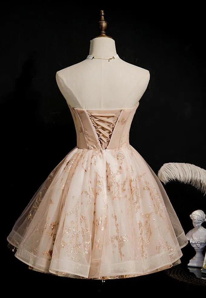 Rose Gold Strapless Homecoming Dresses Sparkly Hoco Dress SD1384 Viniodress Rose Gold Strapless Homecoming Dresses Sparkly Hoco Dress SD1384 Viniodress
