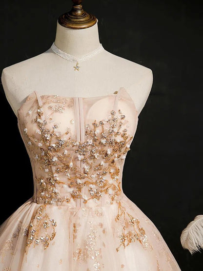 Rose Gold Strapless Homecoming Dresses Sparkly Hoco Dress SD1384-Homecoming Dresses 2025 -VINIODRESS-US2-Champagne-