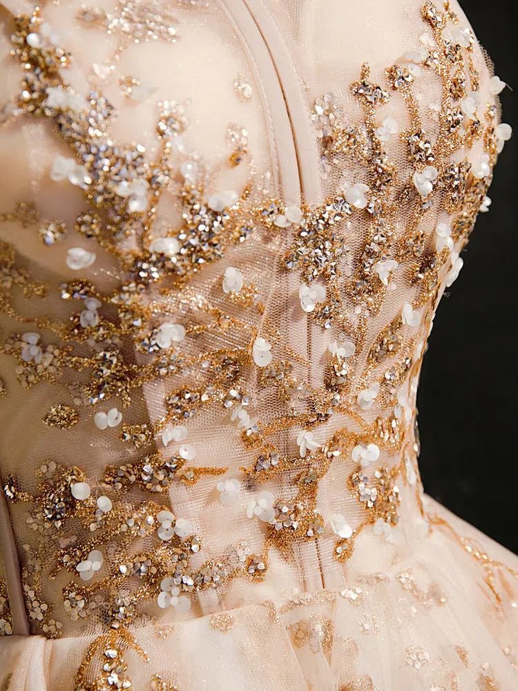 Rose Gold Strapless Homecoming Dresses Sparkly Hoco Dress SD1384-Homecoming Dresses 2025 -VINIODRESS-US2-Champagne-