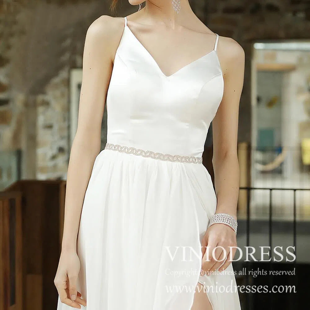 Rose Gold Tiny Crystal Bridal Sash AC1029-Sashes & Belts 2025 -Viniodress-Rose Gold-