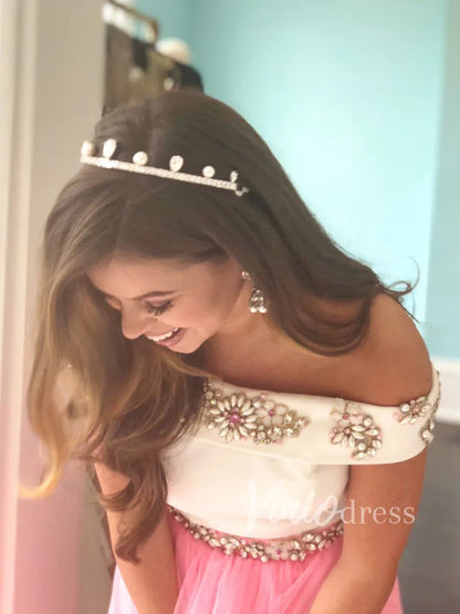 Rose Pink Two Piece Homecoming Dresses Rhinestone SD1123-Homecoming Dresses 2025 -Viniodress-As Picture-Custom Size-