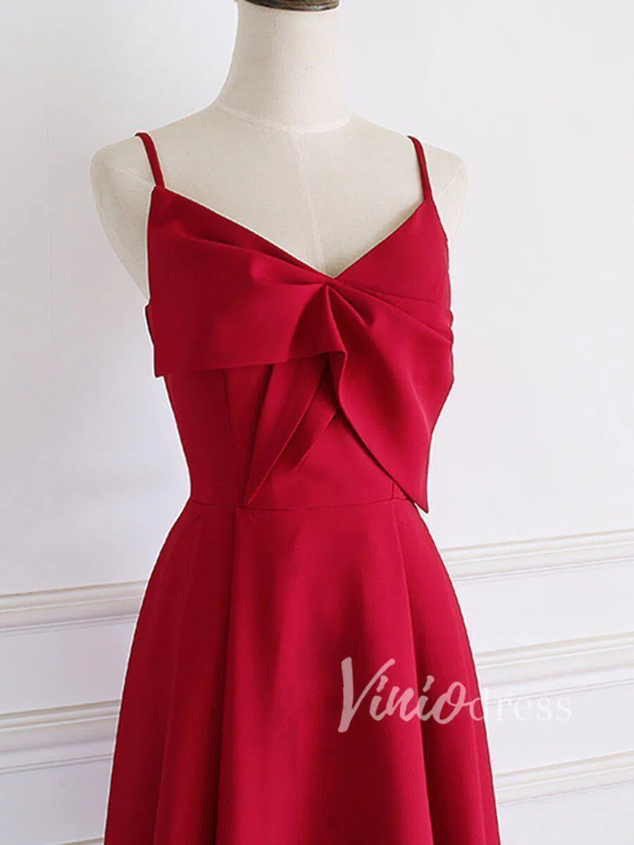 Prom Dress 2025 Rose Red Satin A-line Prom Dress Evening Dresses FD1490-unique prom dresses-Dark Red-Custom Size-Viniodress