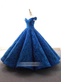 Royal Blue Ball Gown Prom Dresses Lace Quinceanera Dress VW1013 viniodress-wedding dresses-Viniodress-Viniodress