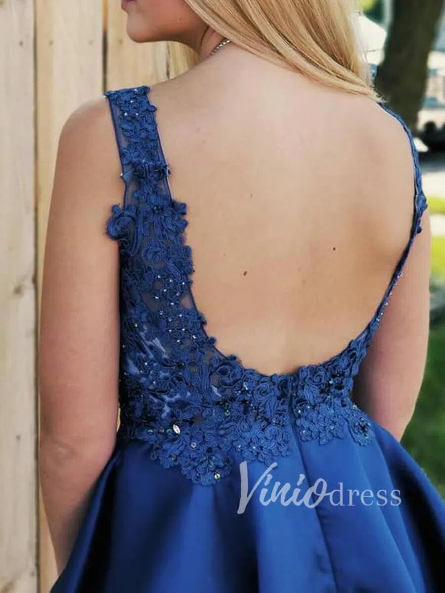 Short Prom Dresses 2025 Royal Blue Lace Homecoming Dresses with Pockets SD1133-homecoming dresses-Viniodress-Royal Blue-Custom Size-Viniodress