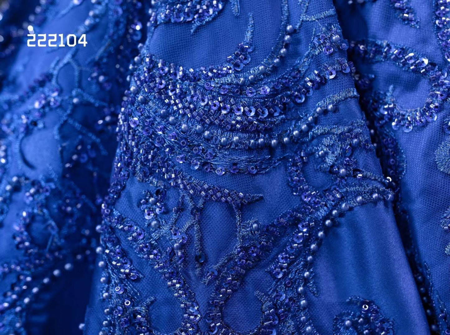 Royal Blue Long Sleeve Pageant Ball Gown Quince Dress 222104-Quinceanera Dresses 2025 -Viniodress-Royal Blue-Custom Size-
