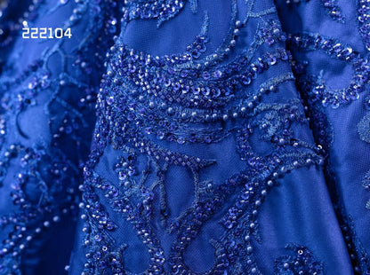 Royal Blue Long Sleeve Pageant Ball Gown Quince Dress 222104-Quinceanera Dresses 2025 -Viniodress-Royal Blue-Custom Size-