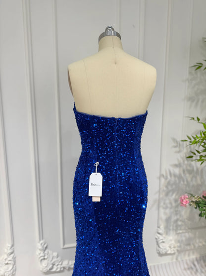 Royal Blue Mermaid Sequin Prom Dresses Strapless Evening Dress FD3311-prom dresses 2025 -Viniodress-Blue-Custom Size-