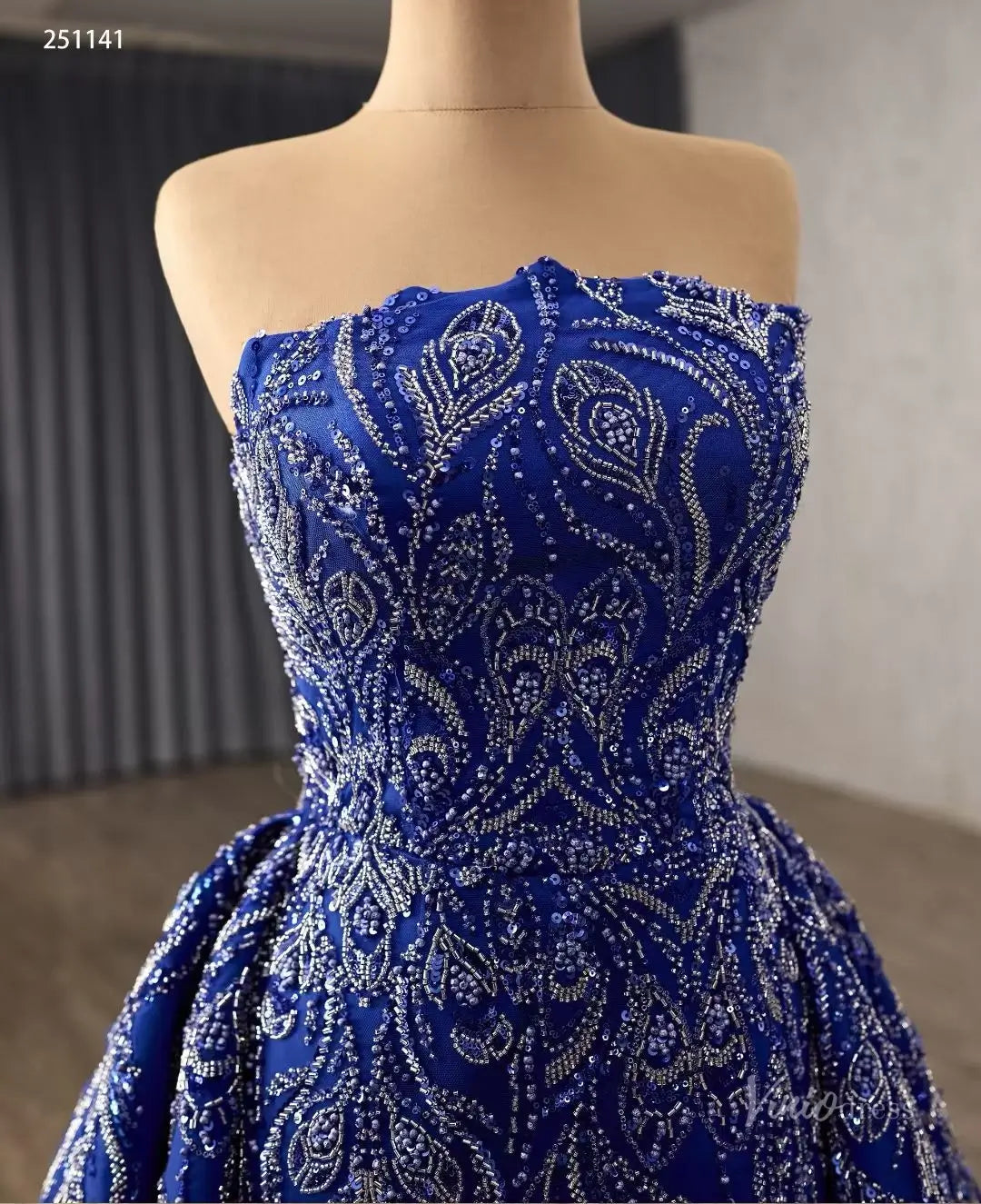 251141 50cm-Couture Gown 2026-Viniodress-Blue-Custom Size – Add Measurements in Cart-