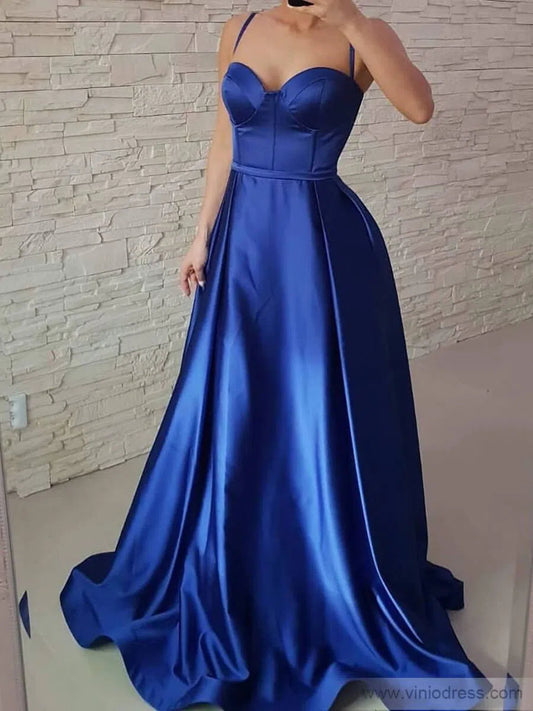 Royal Blue Prom Dresses Long 60s Spaghetti Strap Prom Gowns FD1264-prom dresses 2025 -Viniodress-Royal Blue-US 2-