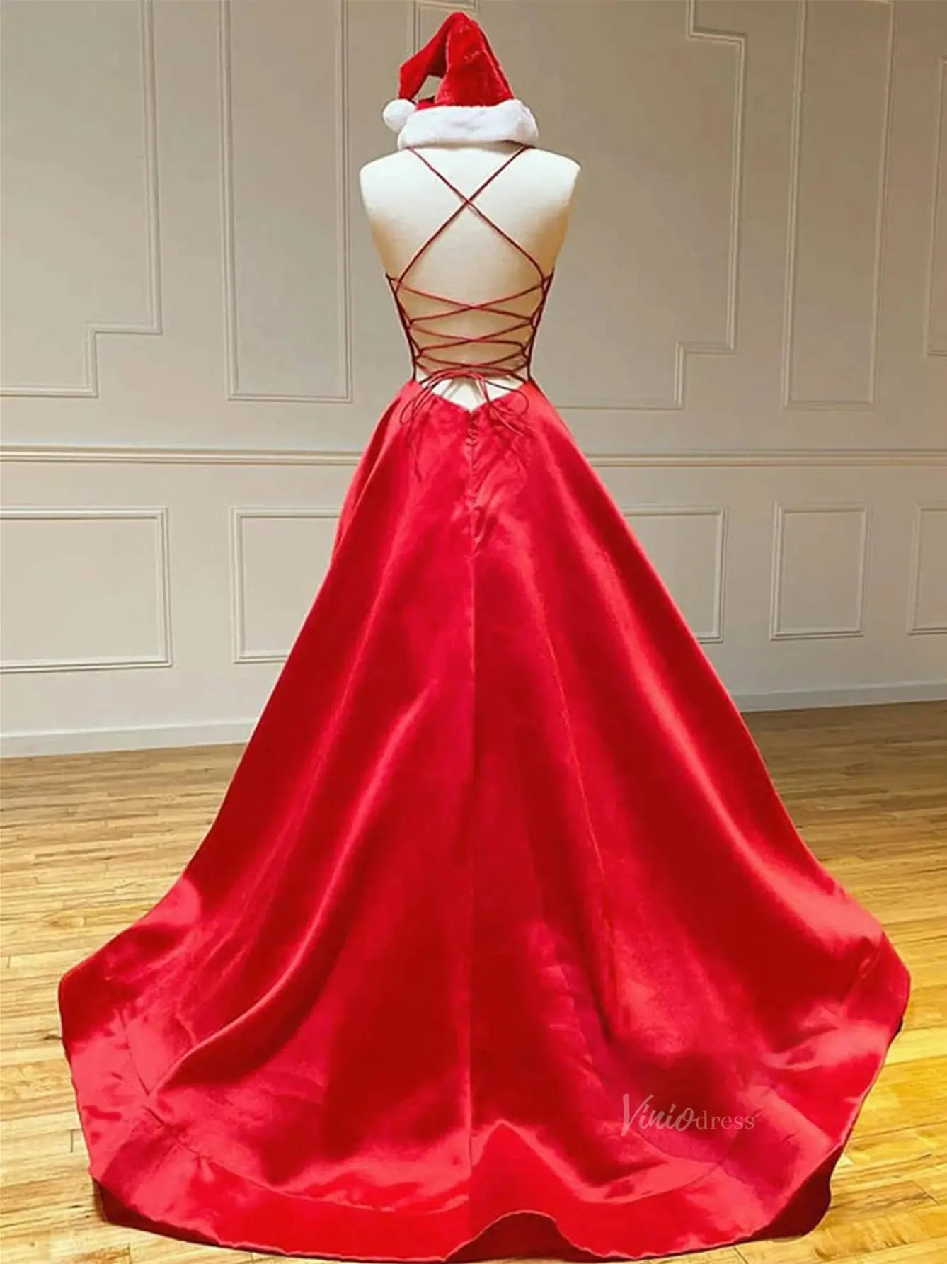 Royal Blue Satin Prom Dresses with Spaghetti Strap & Sweetheart Neckline - FD5281 - Viniodressprom dressesRedCustom Size - Formal Dresses - Ball Gowns