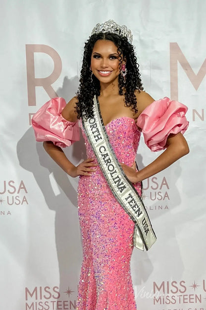 Royal Blue Sequin Mermaid Prom Dress with Sweetheart Neck and Detachable Puff Sleeves – SS056-prom dresses 2025 -Viniodress-Blue-Custom Size-