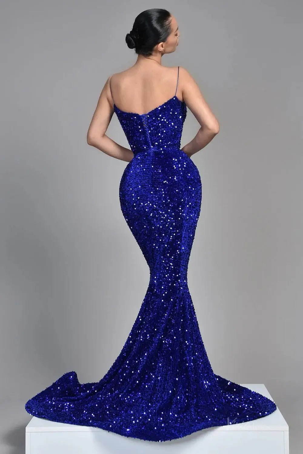 Royal Blue Sequin Mermaid Prom Dresses 2025 with Spaghetti Strap & Lace Up Back – FD5061 - Viniodressprom dressesBlueCustom Size - Formal Dresses - Ball Gowns