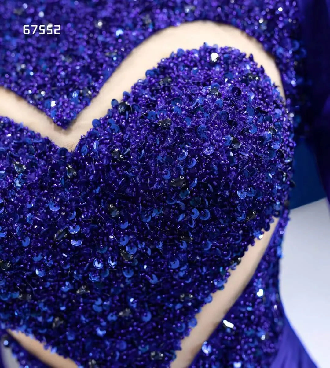 Royal Blue Sheath Pageant Dress Beaded Heart Formal Dresses with Sleeves 67552-Evening Dresses 2025 -Viniodress-Royal Blue-Custom Size-