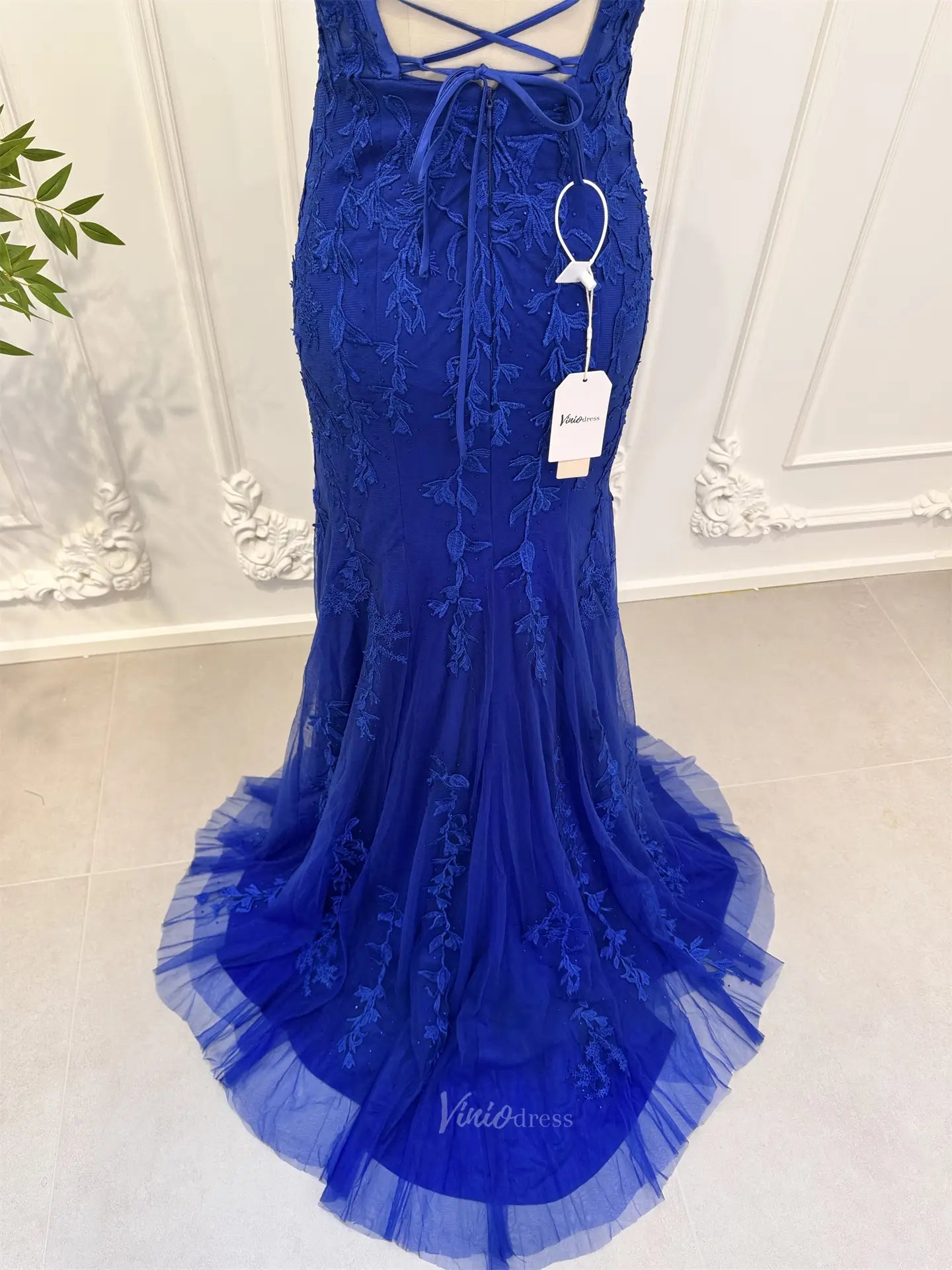 Prom Dresses 2025-to impress Royal Blue Sheath Prom Dresses, Strapless, Lace-up Back CL012-plus size wedding dresses Viniodress-Blue-US 4-