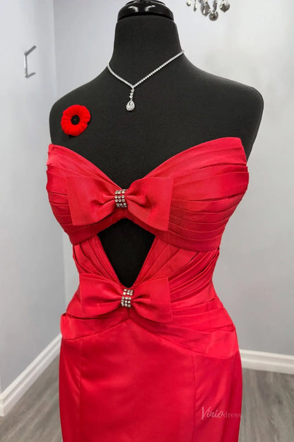 Royal Blue Strapless Bow Mermaid Prom Dress with Keyhole Cutout & Rhinestone Buckles – SS199-Prom Dresses 2026-Viniodress-Royal Blue-US 0-