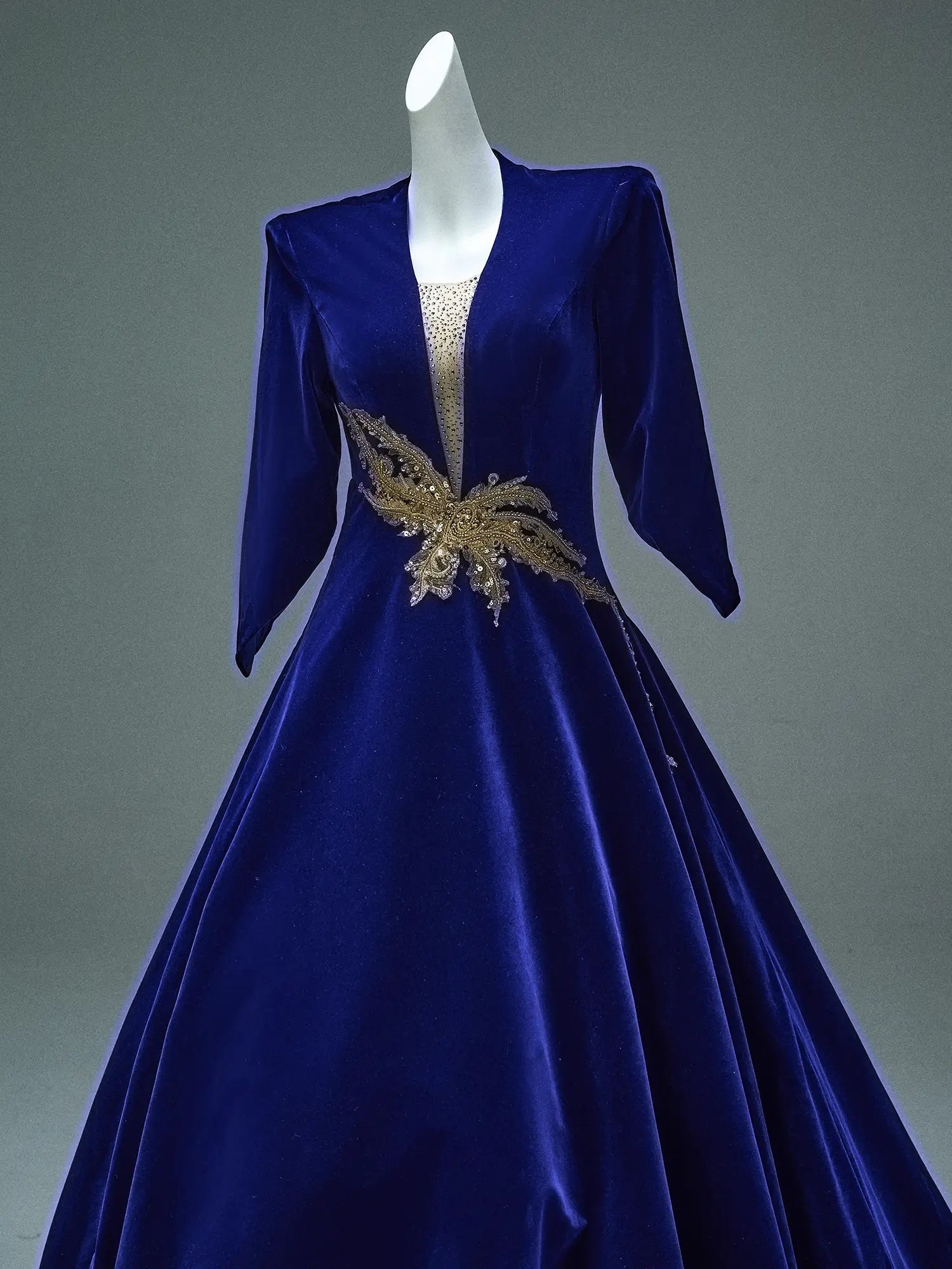 Royal Blue Velvet Prom Dresses with Plunging V-Neck, Short Sleeve & Corset Back - CQ0101-Couture Gown 2025 -Viniodress-Blue-Custom Size-
