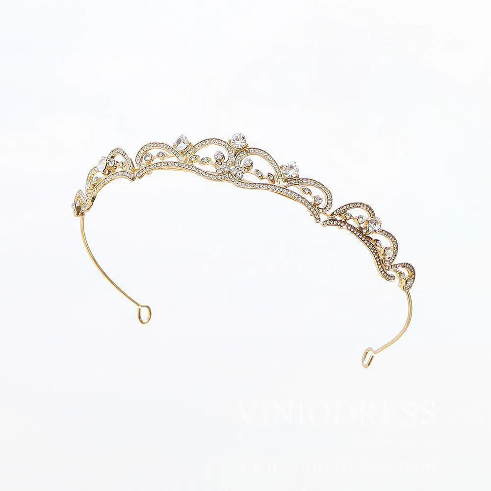 Royal-inspired Crystal Tiaras AC1082-Headpieces 2025 -Viniodress-Rose Gold-