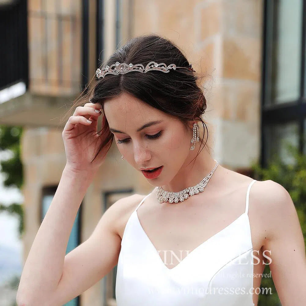 Royal-inspired Crystal Tiaras AC1082-Headpieces 2025 -Viniodress-Rose Gold-