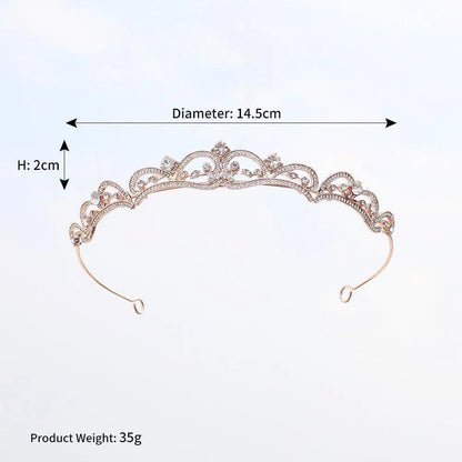 Royal-inspired Crystal Tiaras AC1082-Headpieces 2025 -Viniodress-Rose Gold-