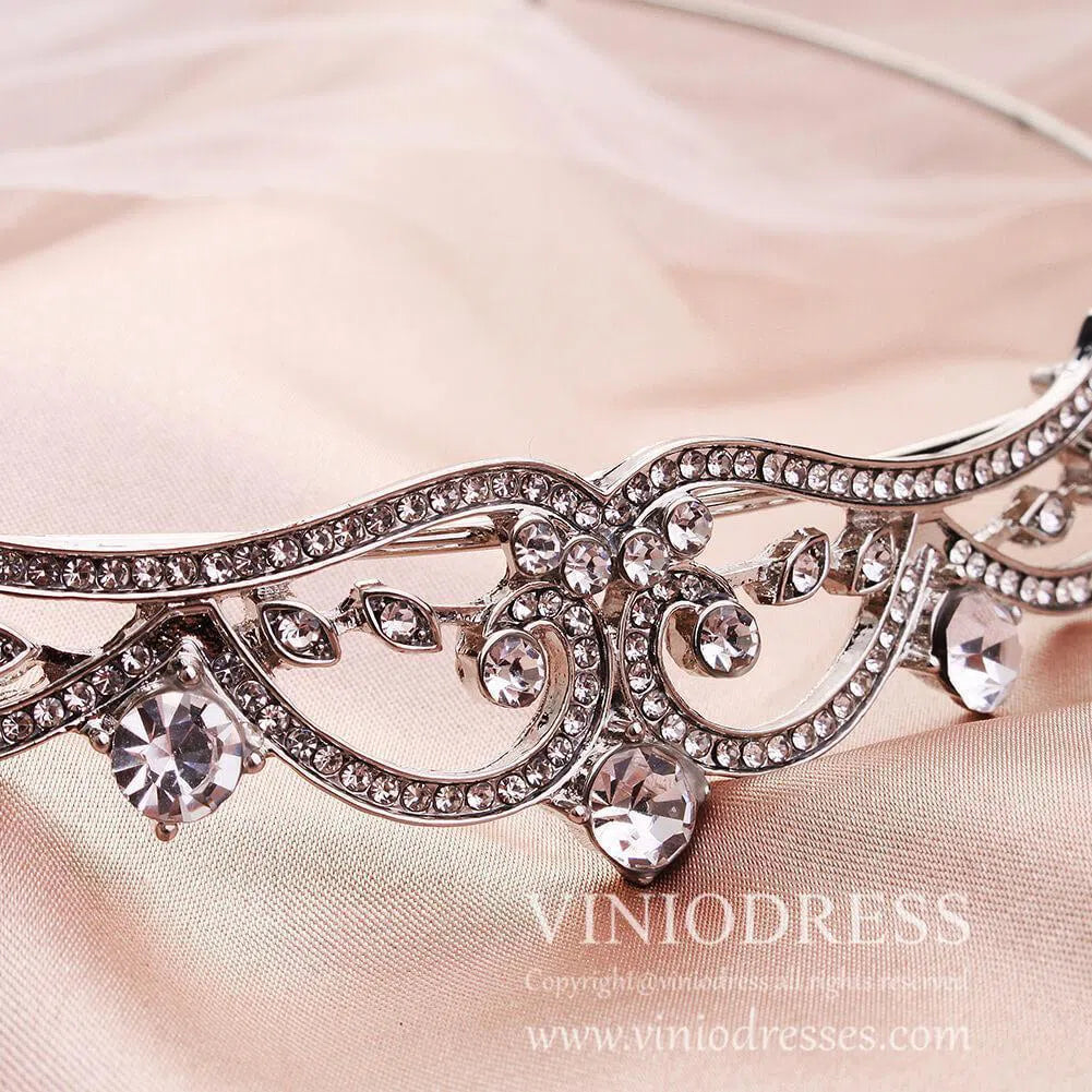 Royal-inspired Crystal Tiaras AC1082-Headpieces 2025 -Viniodress-Rose Gold-