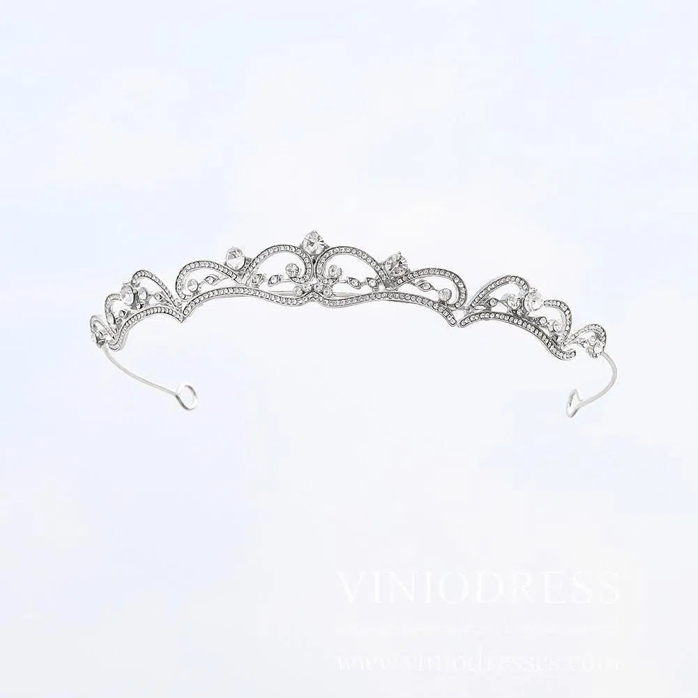 Royal-inspired Crystal Tiaras AC1082-Headpieces-Viniodress-Silver-Viniodress